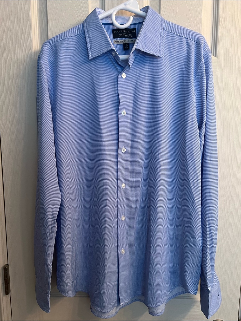 Report Collection Men's Blue Long-Sleeve Dress Shirt